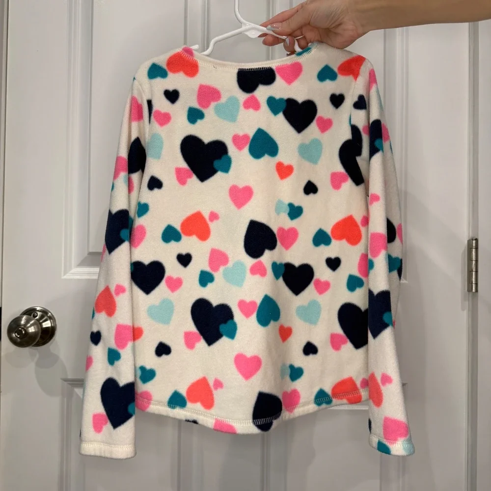 365 Kids From Garanimals Girls White Fleece Heart Print‎ Sweatshirt Size 7